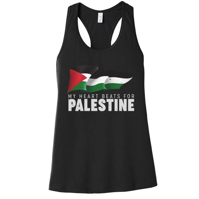 My Heart Beats For Palestine Women's Racerback Tank