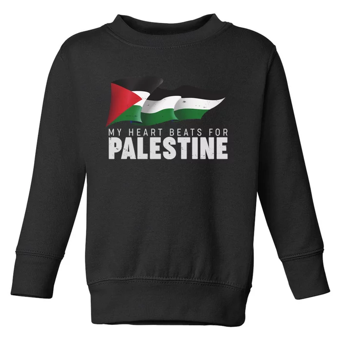 My Heart Beats For Palestine Toddler Sweatshirt