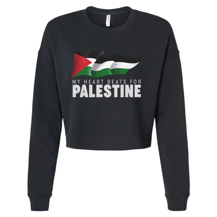 My Heart Beats For Palestine Cropped Pullover Crew