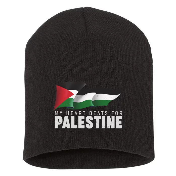 My Heart Beats For Palestine Short Acrylic Beanie