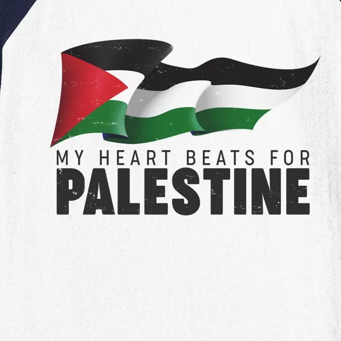 My Heart Beats For Palestine Baseball Sleeve Shirt