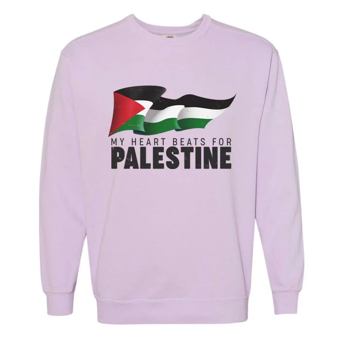 My Heart Beats For Palestine Garment-Dyed Sweatshirt