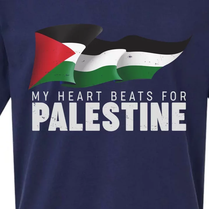 My Heart Beats For Palestine Sueded Cloud Jersey T-Shirt