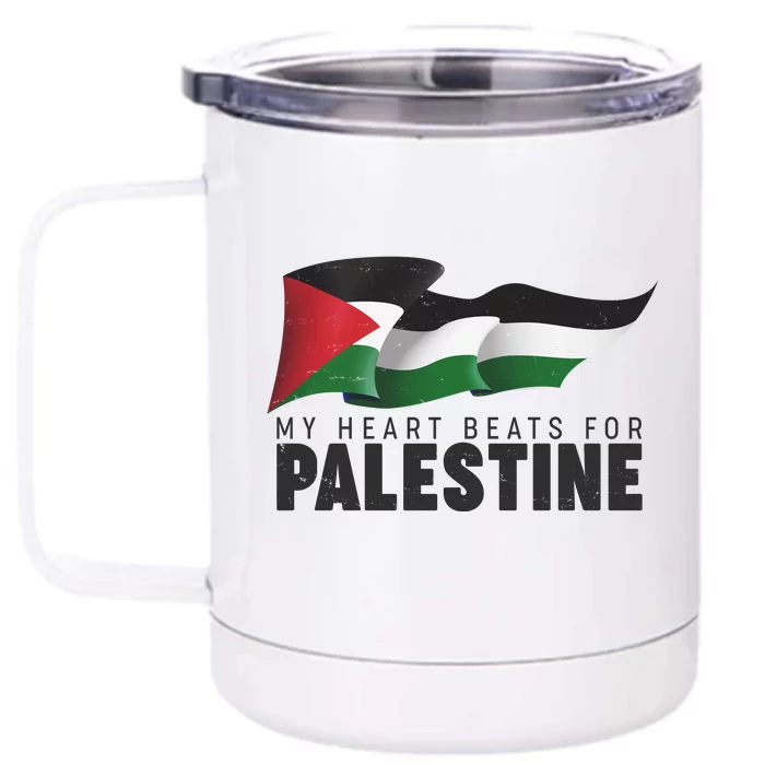 My Heart Beats For Palestine Front & Back 12oz Stainless Steel Tumbler Cup