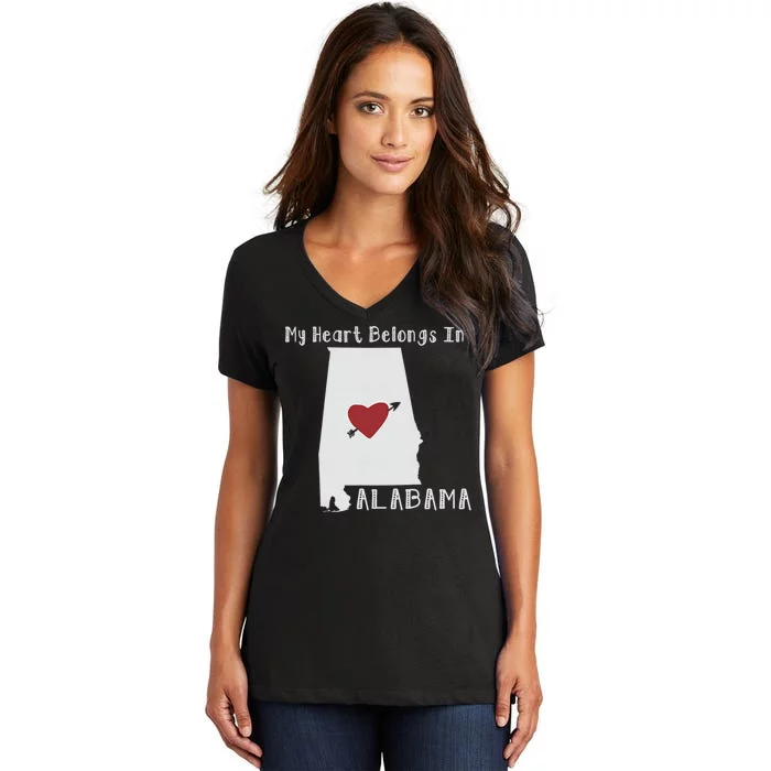 My Heart Belongs In Alabama Women's V-Neck T-Shirt