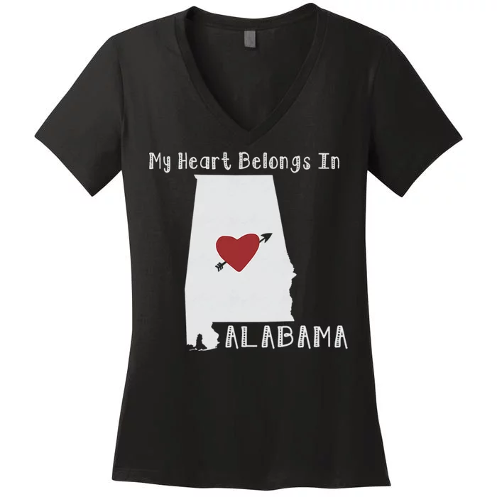 My Heart Belongs In Alabama Women's V-Neck T-Shirt