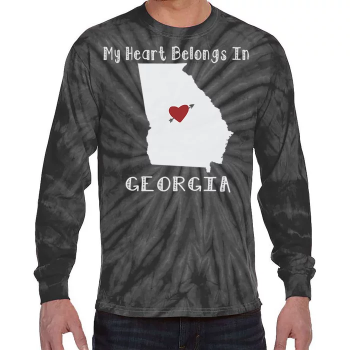 My Heart Belongs In Georgia Tie-Dye Long Sleeve Shirt