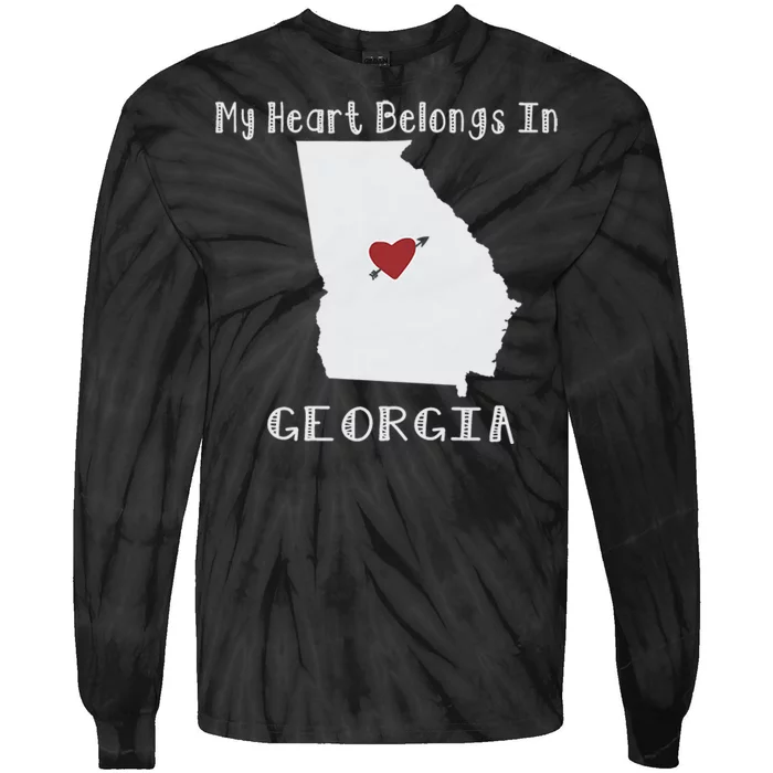 My Heart Belongs In Georgia Tie-Dye Long Sleeve Shirt