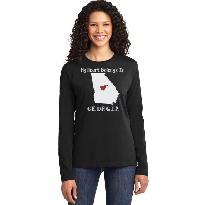 My Heart Belongs In Georgia Ladies Long Sleeve Shirt