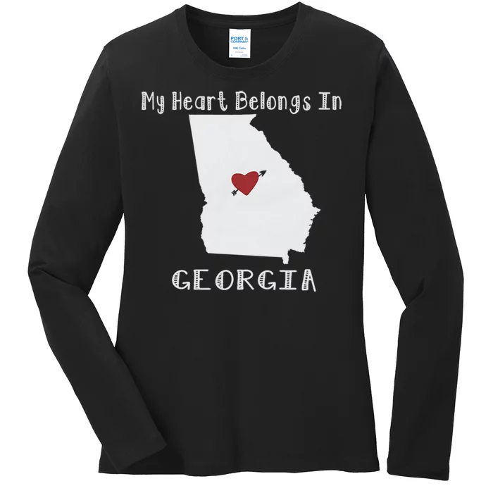 My Heart Belongs In Georgia Ladies Long Sleeve Shirt