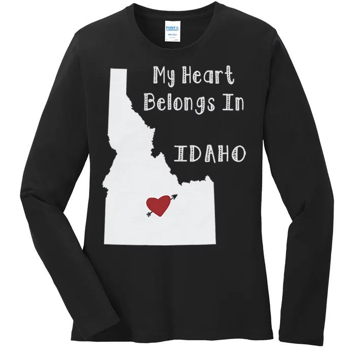 My Heart Belongs In Idaho Ladies Long Sleeve Shirt