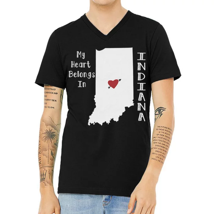 My Heart Belongs In Indiana V-Neck T-Shirt