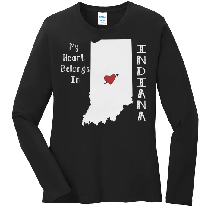 My Heart Belongs In Indiana Ladies Long Sleeve Shirt