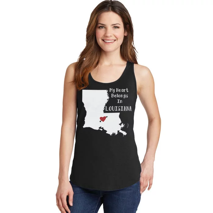 My Heart Belongs In Louisiana Ladies Essential Tank