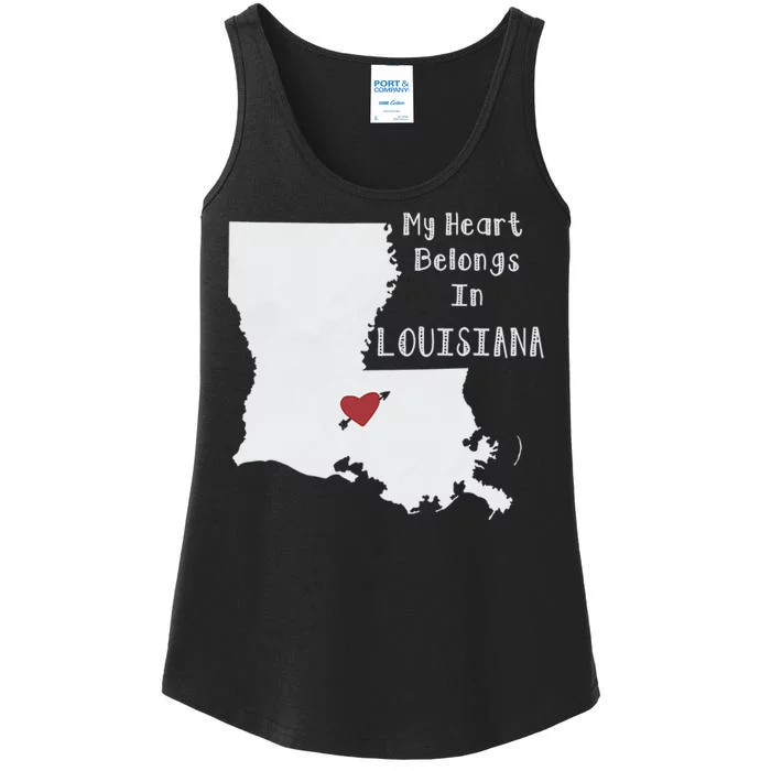 My Heart Belongs In Louisiana Ladies Essential Tank