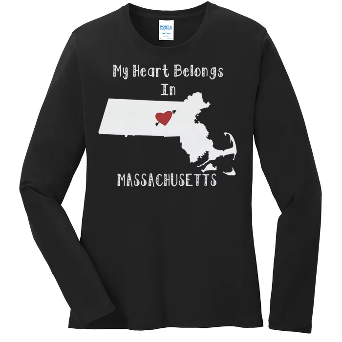 My Heart Belongs In Massachusetts Ladies Long Sleeve Shirt