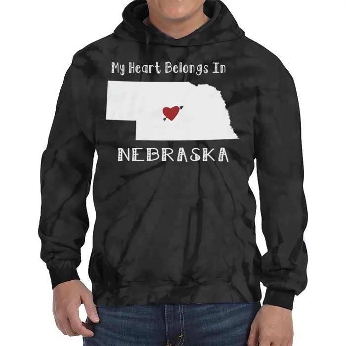 My Heart Belongs In Nebraska Tie Dye Hoodie