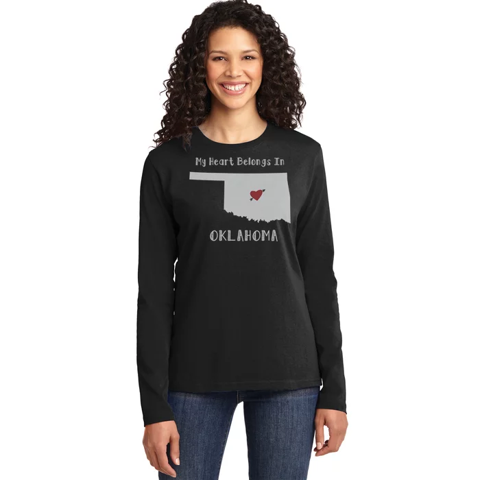 My Heart Belongs In Oklahoma Ladies Long Sleeve Shirt