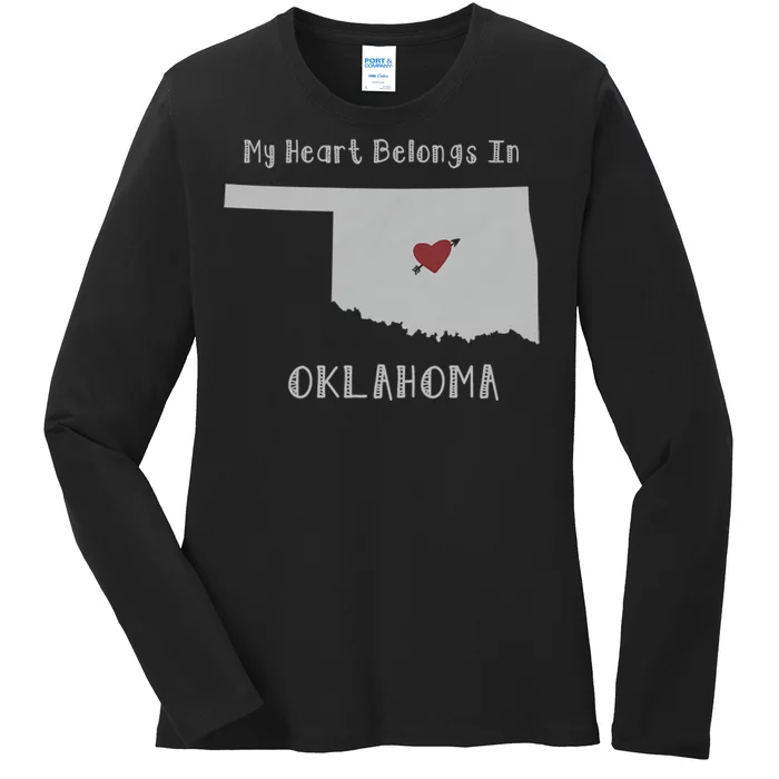 My Heart Belongs In Oklahoma Ladies Long Sleeve Shirt