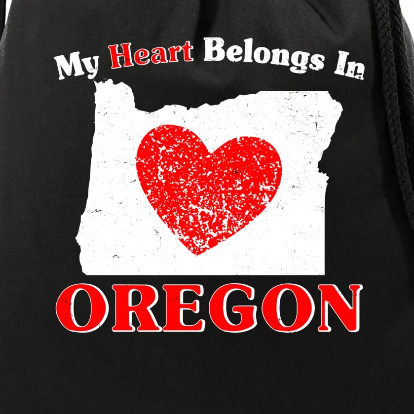 My Heart Belongs In Oregon Drawstring Bag