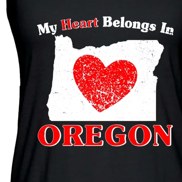 My Heart Belongs In Oregon Ladies Essential Flowy Tank