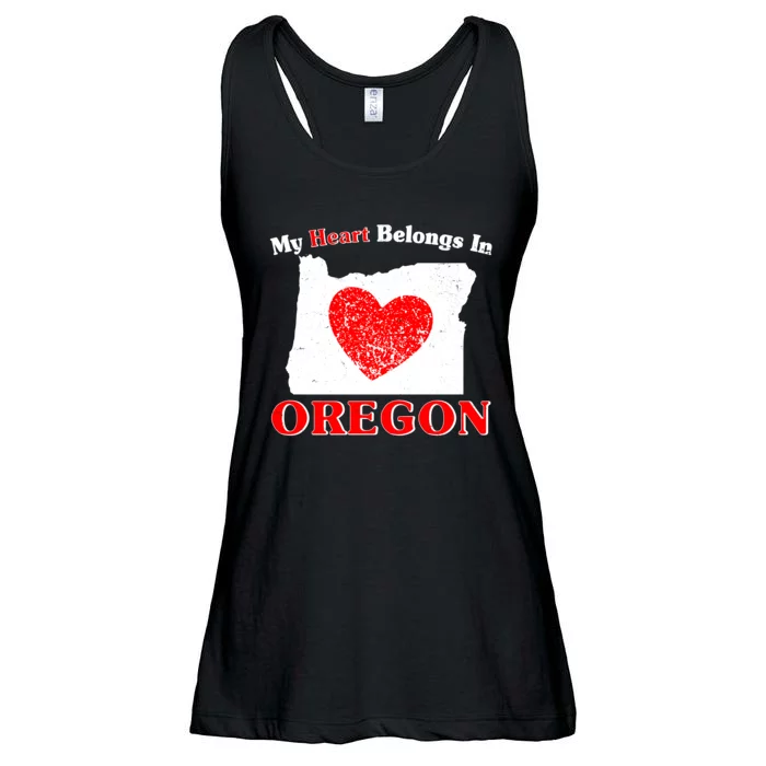 My Heart Belongs In Oregon Ladies Essential Flowy Tank