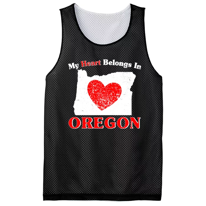 My Heart Belongs In Oregon Mesh Reversible Basketball Jersey Tank