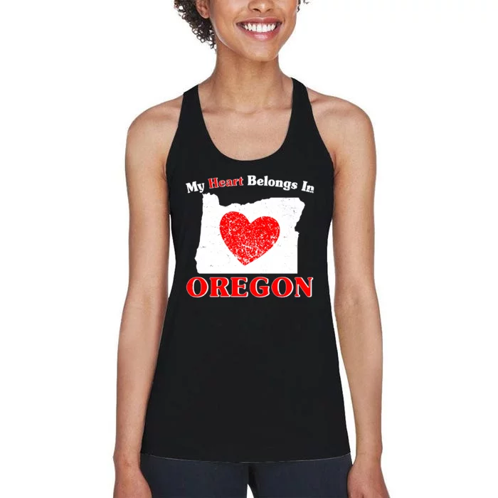 My Heart Belongs In Oregon Women's Racerback Tank