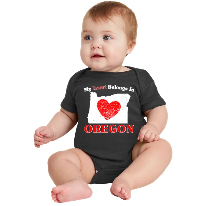 My Heart Belongs In Oregon Baby Bodysuit