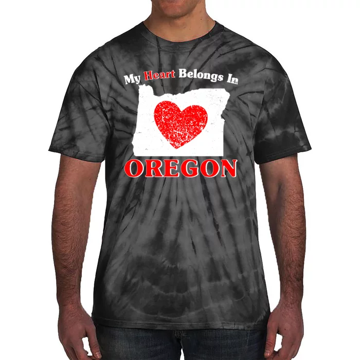 My Heart Belongs In Oregon Tie-Dye T-Shirt