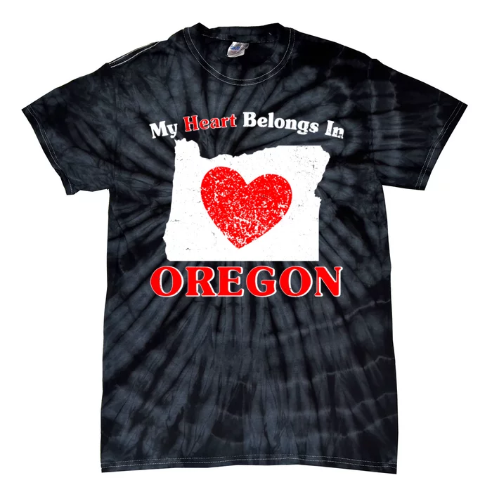 My Heart Belongs In Oregon Tie-Dye T-Shirt