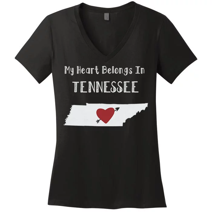 My Heart Belongs In Tennessee Women's V-Neck T-Shirt