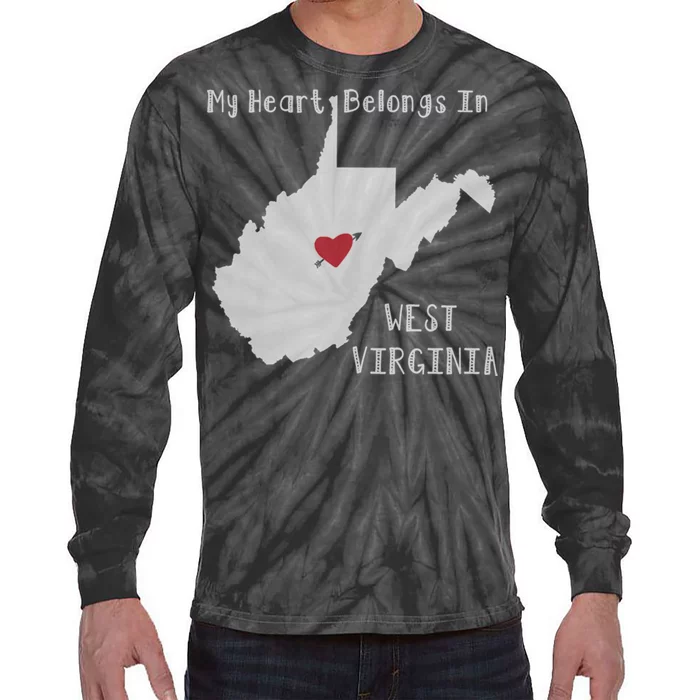 My Heart Belongs In West Virginia Tie-Dye Long Sleeve Shirt