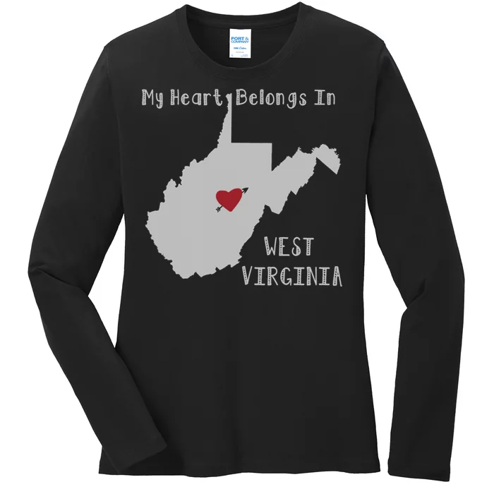 My Heart Belongs In West Virginia Ladies Long Sleeve Shirt