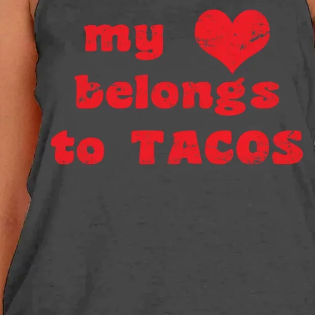 My Heart Belongs To Tacos Valentines Day Women's Knotted Racerback Tank