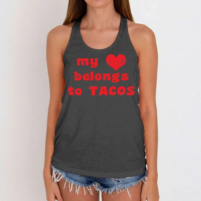 My Heart Belongs To Tacos Valentines Day Women's Knotted Racerback Tank