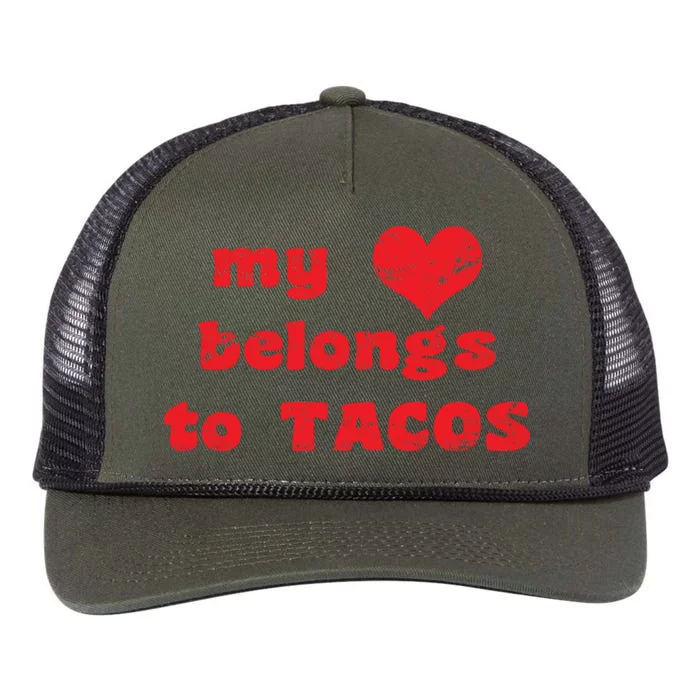 My Heart Belongs To Tacos Valentines Day Retro Rope Trucker Hat Cap