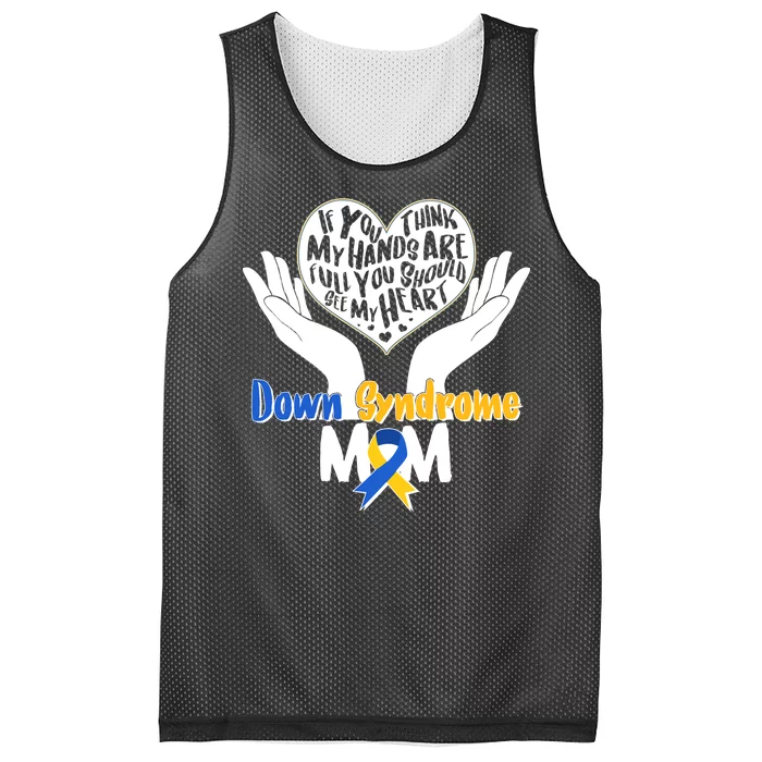 My Heart is Full - Down Syndrome Mom Mesh Reversible Basketball Jersey Tank