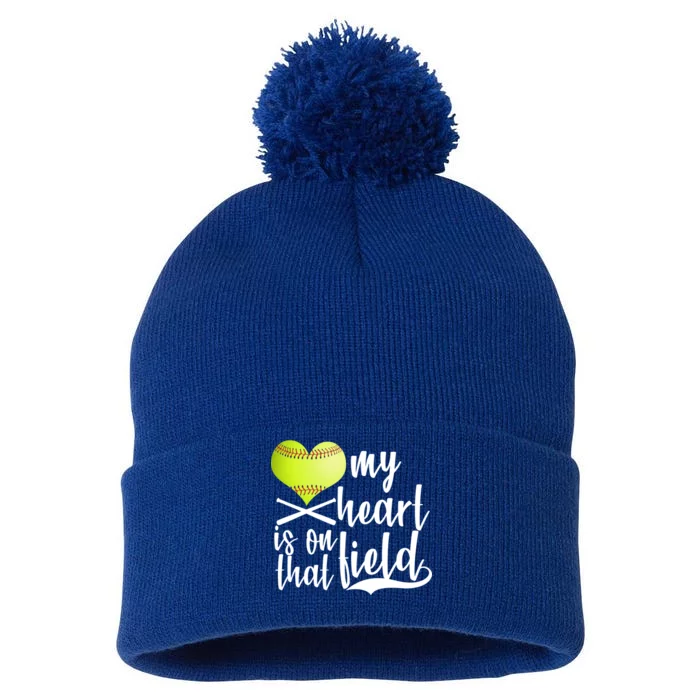 My Heart Is On That Field Baseball Pom Pom 12in Knit Beanie