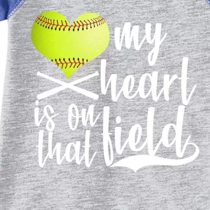 My Heart Is On That Field Baseball Infant Baby Jersey Bodysuit