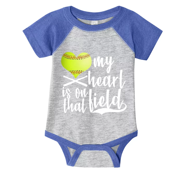 My Heart Is On That Field Baseball Infant Baby Jersey Bodysuit