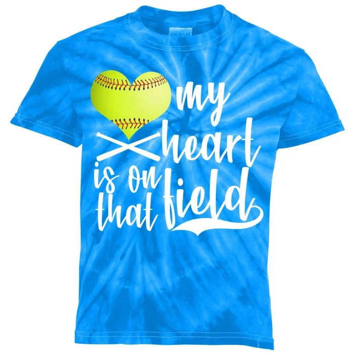 My Heart Is On That Field Baseball Kids Tie-Dye T-Shirt