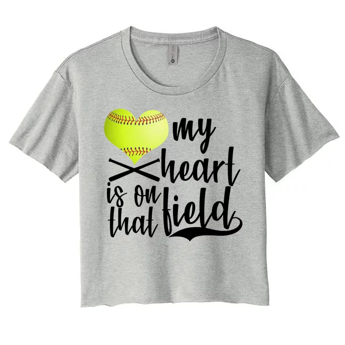 My Heart Is On That Field Baseball Women's Crop Top Tee