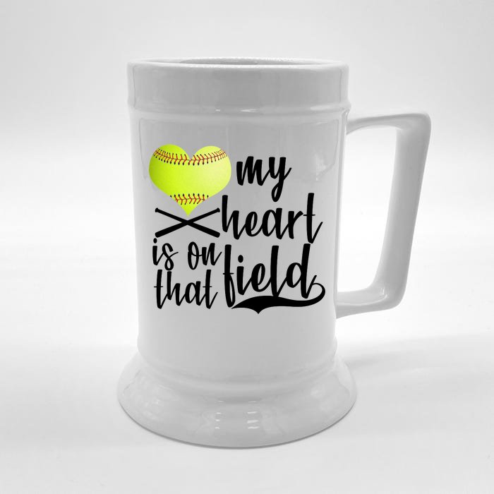 My Heart Is On That Field Baseball Front & Back Beer Stein