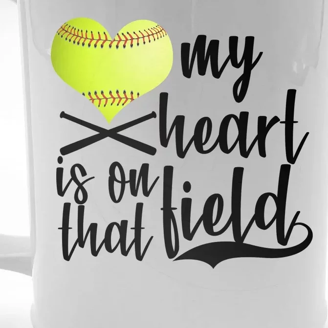 My Heart Is On That Field Baseball Front & Back Beer Stein