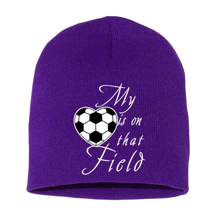 My Heart Is On that Field Cute Soccer Short Acrylic Beanie