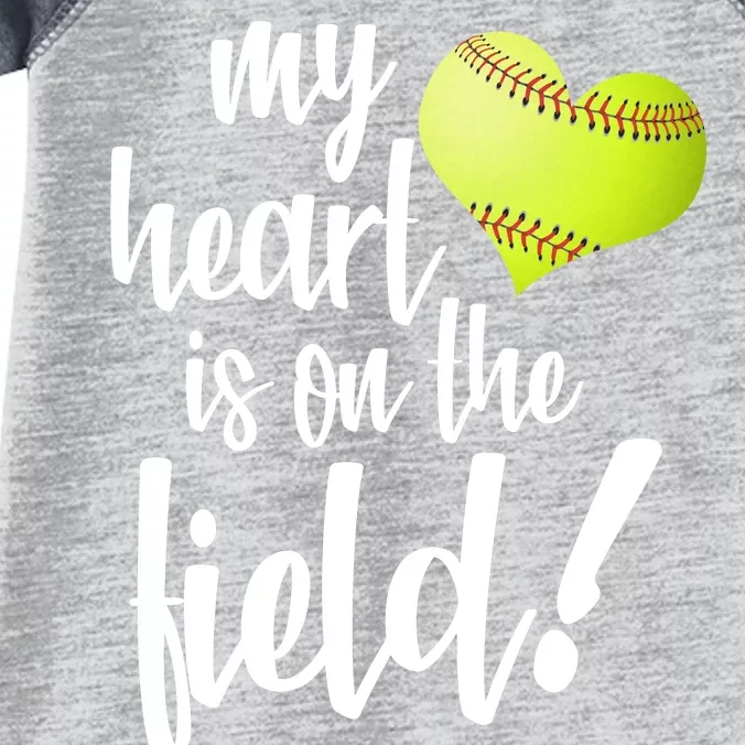 My Heart Is On The Field Baseball Player Infant Baby Jersey Bodysuit