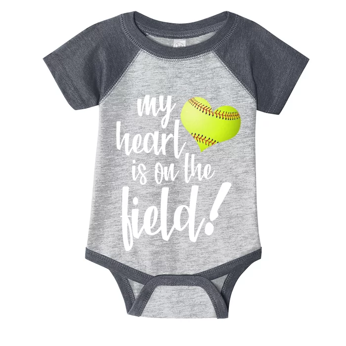 My Heart Is On The Field Baseball Player Infant Baby Jersey Bodysuit