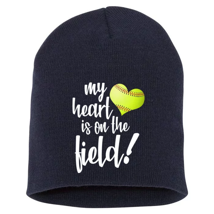 My Heart Is On The Field Baseball Player Short Acrylic Beanie