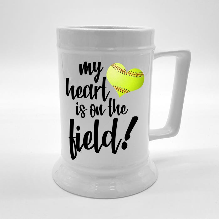 My Heart Is On The Field Baseball Player Front & Back Beer Stein